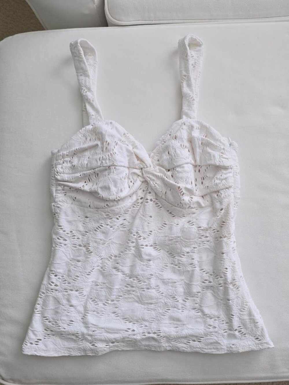 Cache White Eyelet Lace Straps Fully Lined Bustier Tank Top Size Extra Small